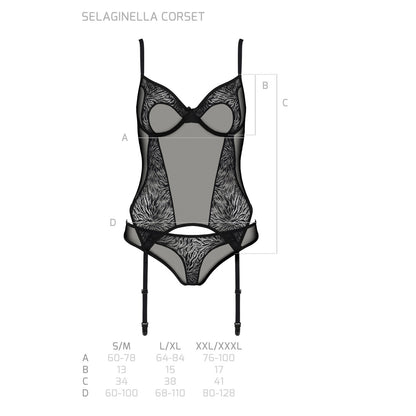 Passion PE ECO Selaginella corset & thong black - Produktansicht 7