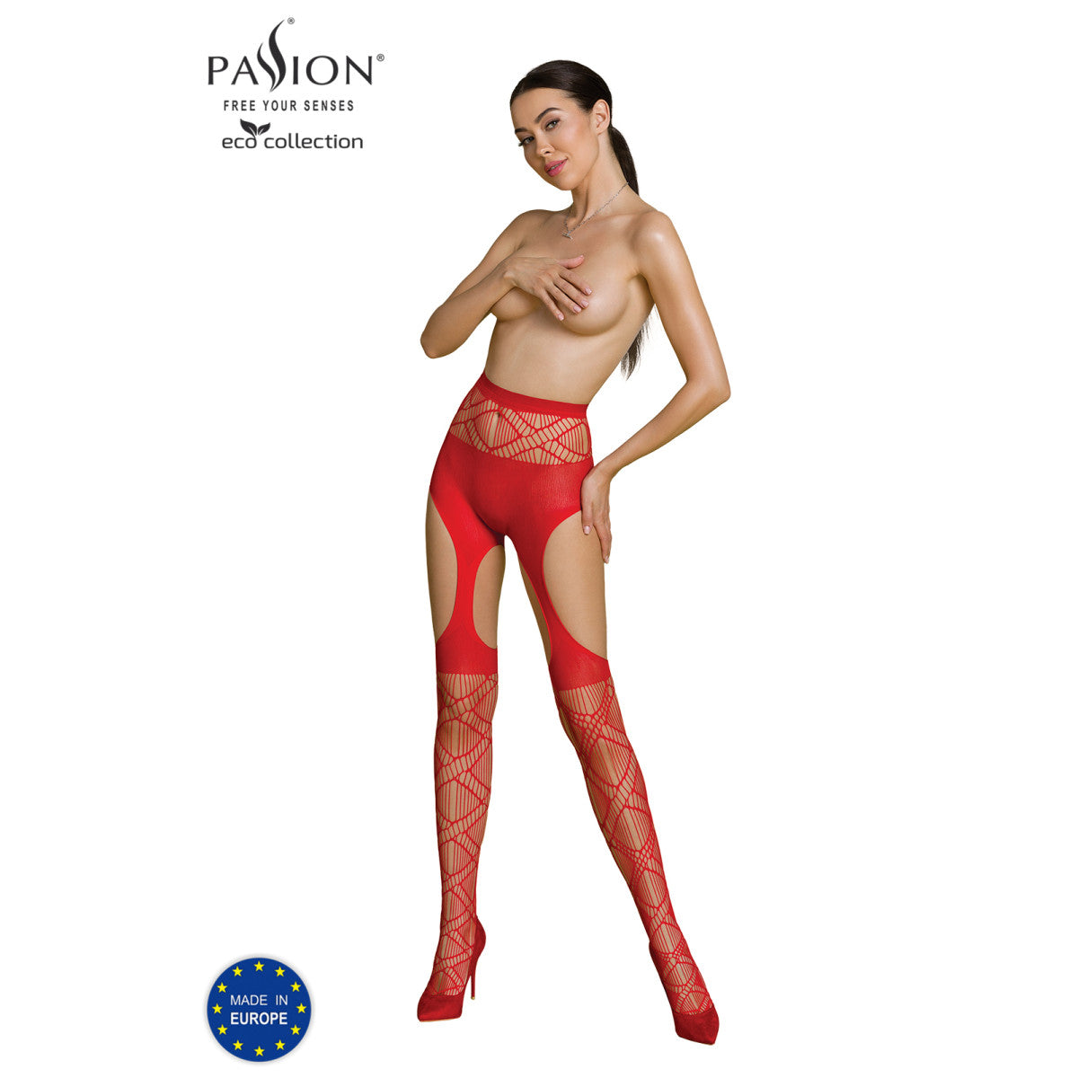 Passion PE ECO Straps-Strumpfhose S005 red - Produktansicht 3