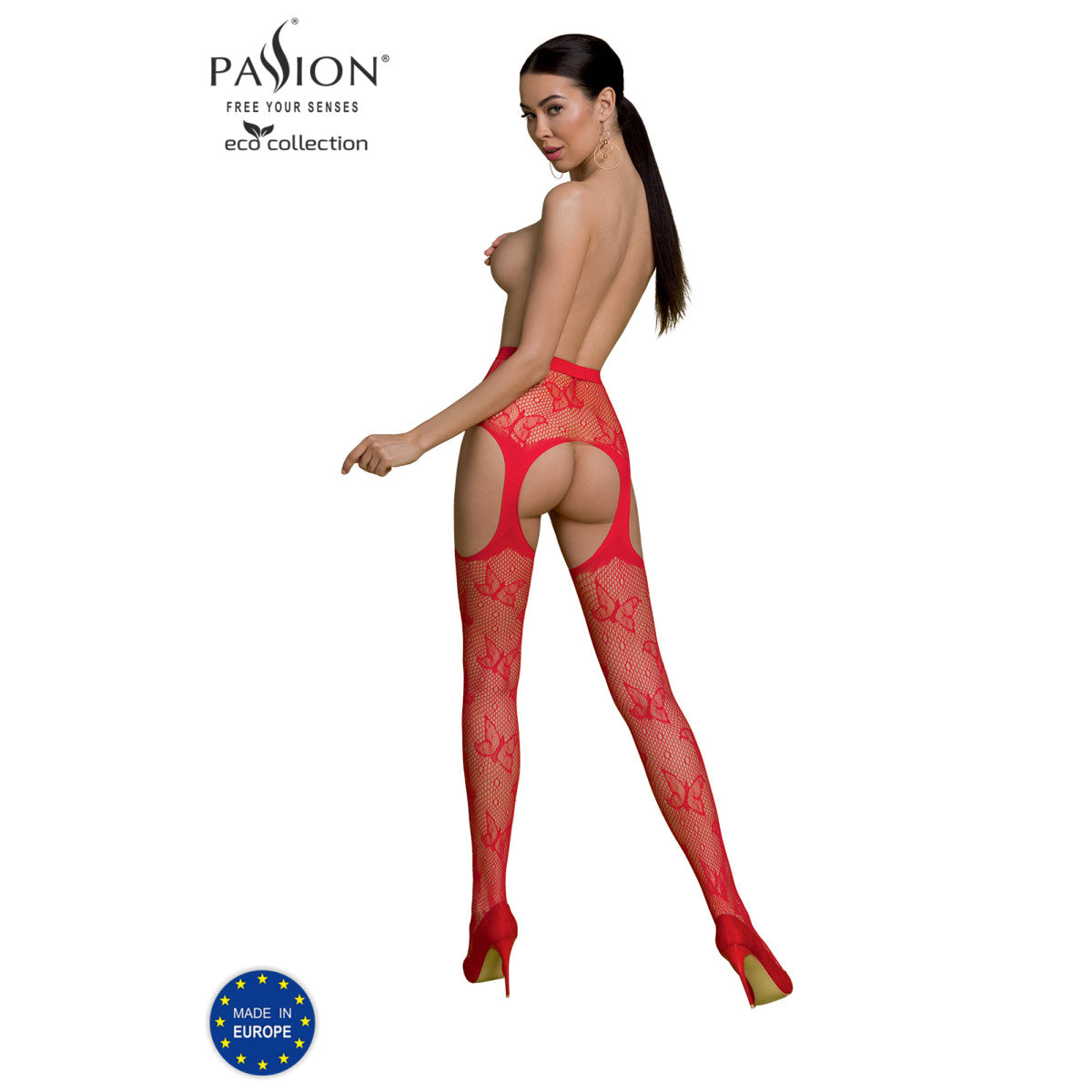 Passion PE ECO Strumpfhose ouvert S001 red - Produktansicht 4