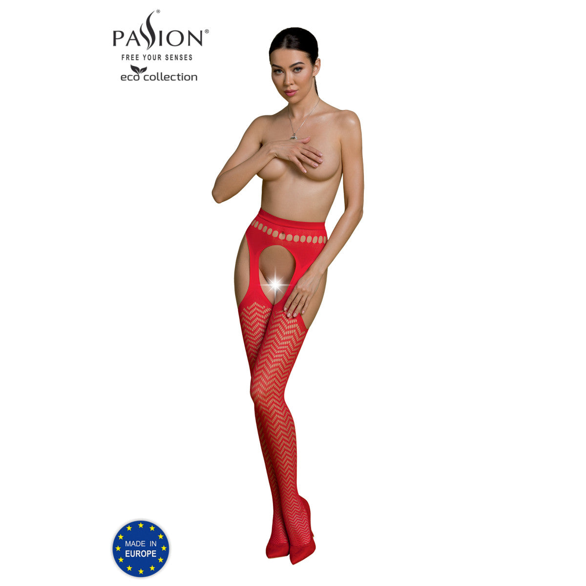 Passion PE ECO Strumpfhose ouvert S002 red - Produktansicht 3