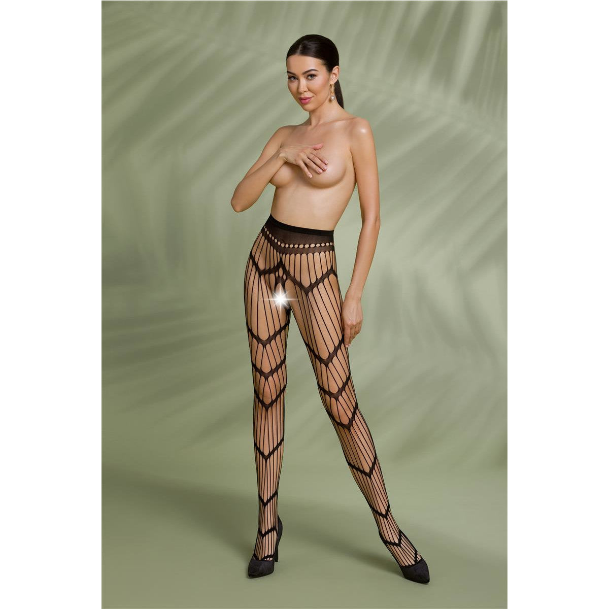 Passion PE ECO Strumpfhose ouvert S006 black - Produktansicht 1