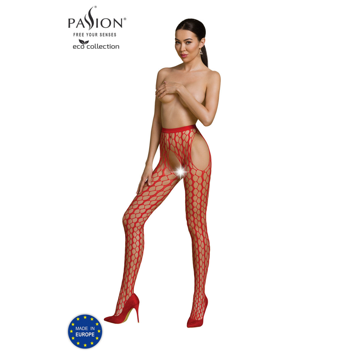Passion PE ECO Strumpfhose ouvert S007 red - Produktansicht 3