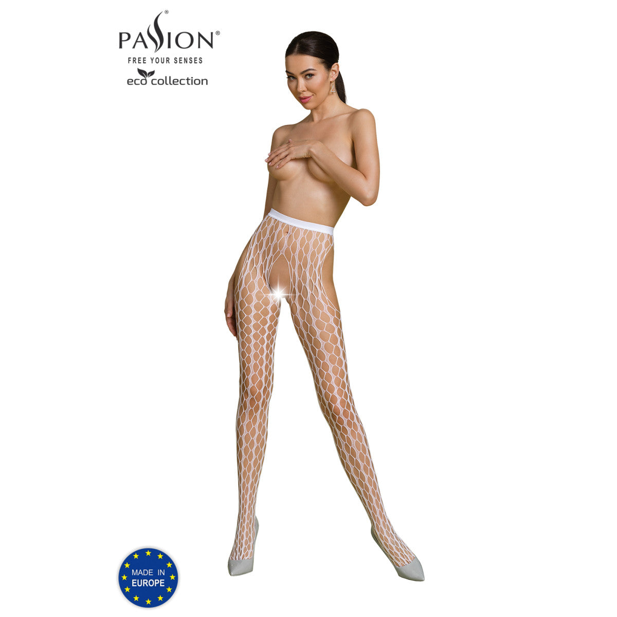 Passion PE ECO Strumpfhose ouvert S007 white - Produktansicht 3