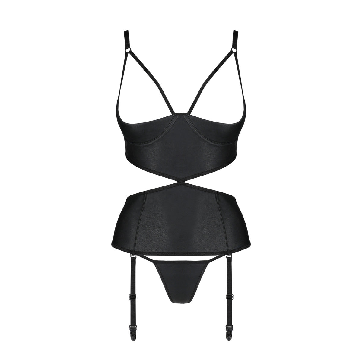 Passion PE Jannies corset & thong with open cups black - Produktansicht 3