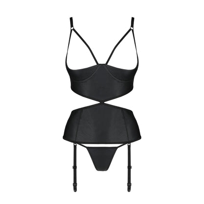 Passion PE Jannies corset & thong with open cups black - Produktansicht 3