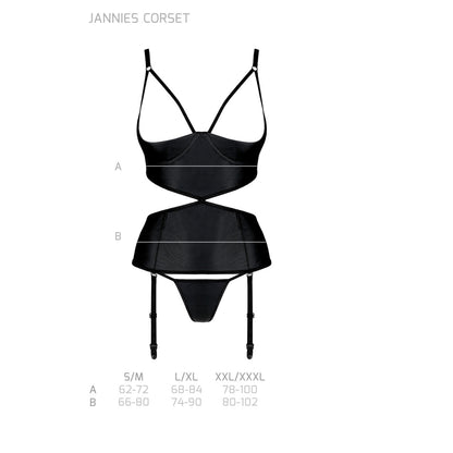Passion PE Jannies corset & thong with open cups black - Produktansicht 7