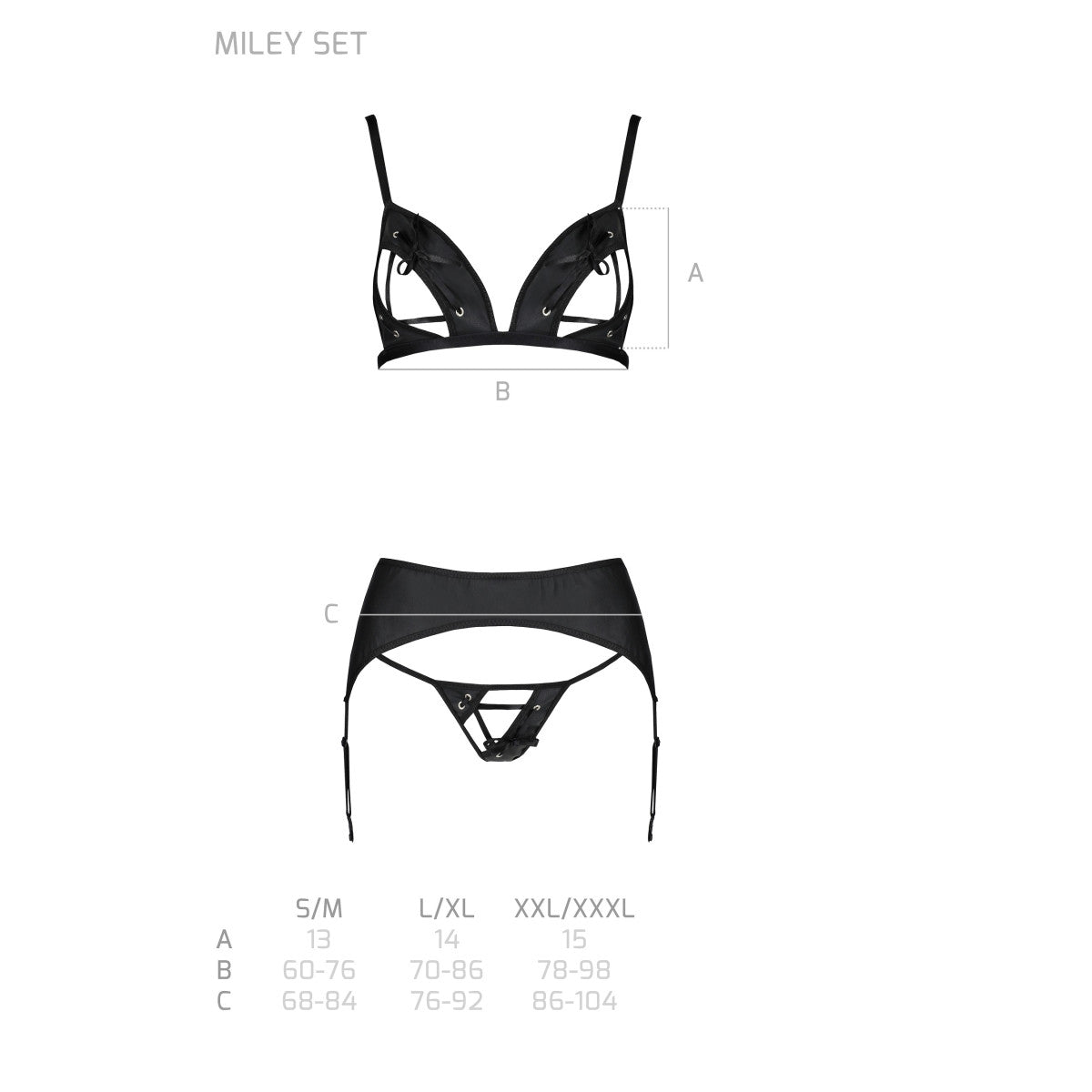 Passion PE Miley 3pcs set with open bra black - Produktansicht 7