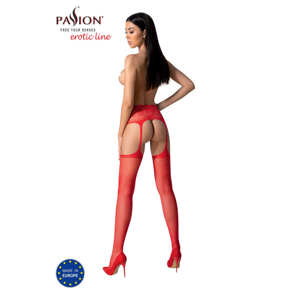 Passion PE S028 Strumpfhose open (ouvert tights) red - Produktansicht 4