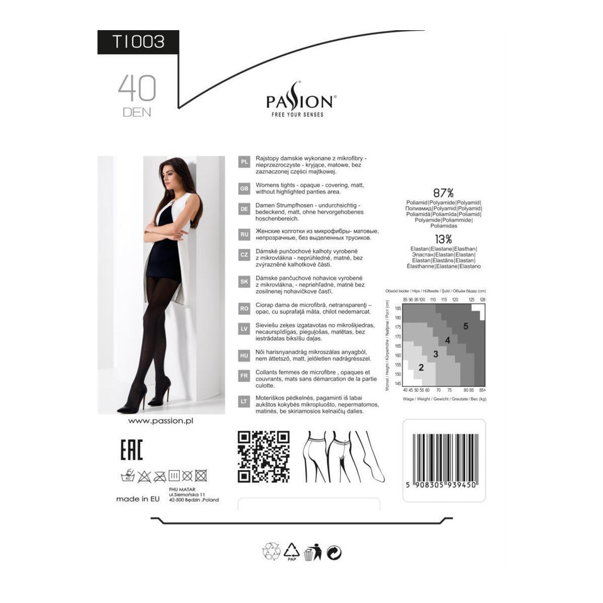 Passion PE TI003 Strumpfhose schwarz 40 DEN - Produktansicht 4
