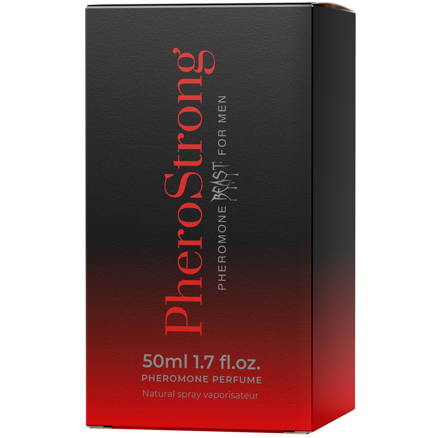 PheroStrong Beast Pheromone Parfum für Männer 50ml Verpackung in Schwarz Rot