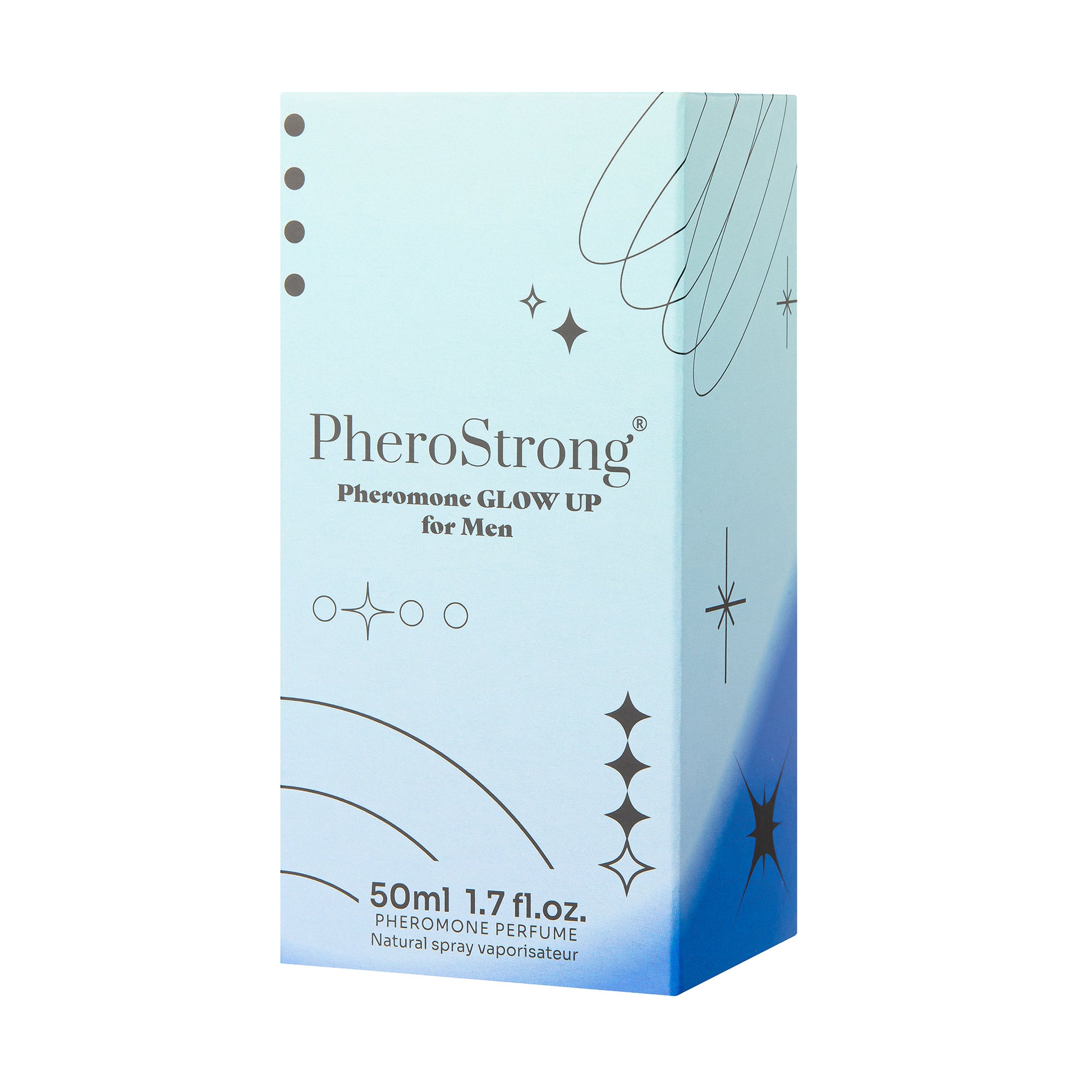 PheroStrong Glow up for Men Verpackung Detailansicht modernes Duftdesign