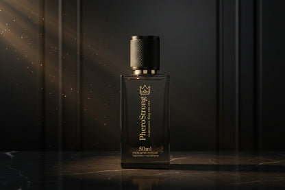 PheroStrong King for Men Pheromon Parfum 50ml Flakon frontalansicht elegantes Herrenduftdesign