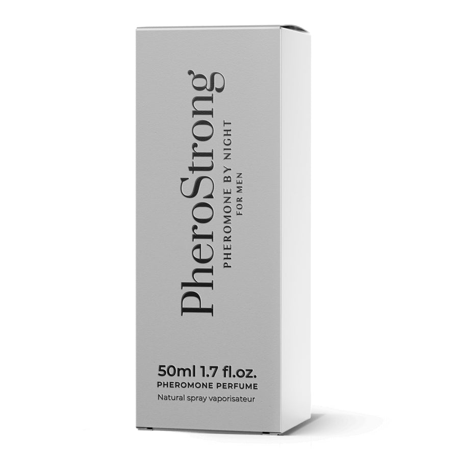 PheroStrong Pheromone Parfum by Night für Männer 50ml Verpackung in schlichtem Premium Design