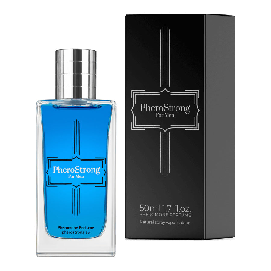 PheroStrong Pheromone Parfum für Männer 50ml mit Flakon und Verpackung in elegantem Design