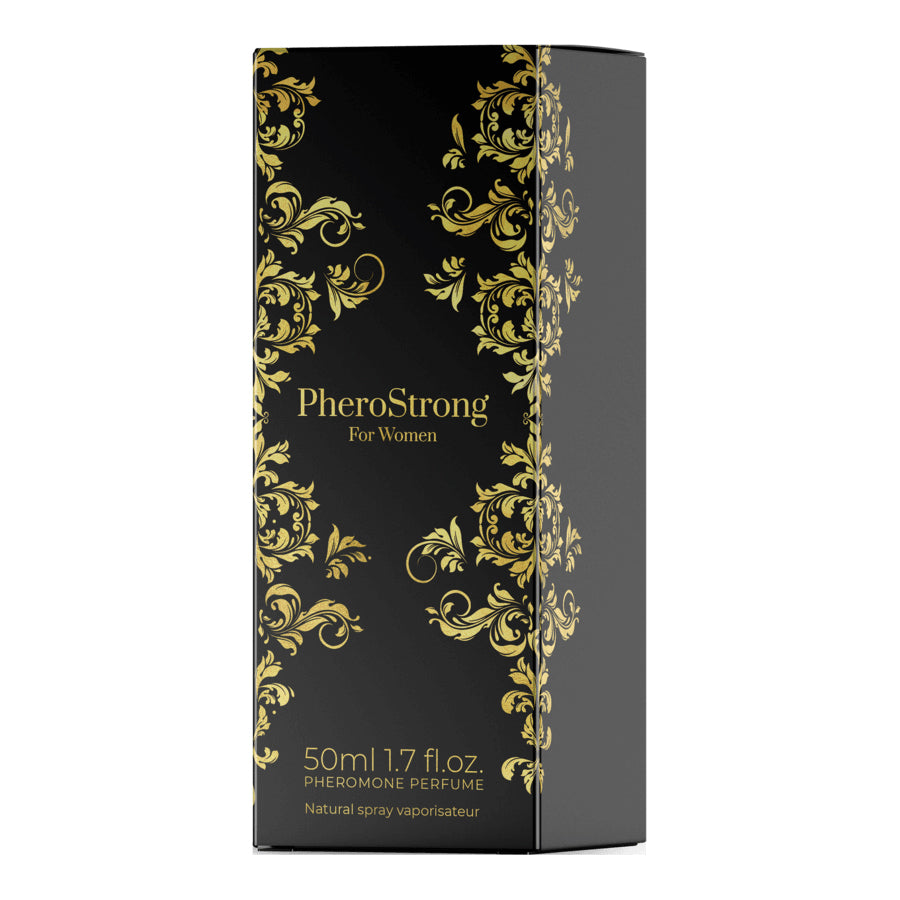 PheroStrong Pheromone Parfum Only for Women 50ml Verpackung mit goldenen Details