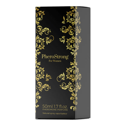 PheroStrong Pheromone Parfum Only for Women 50ml Verpackung mit goldenen Details