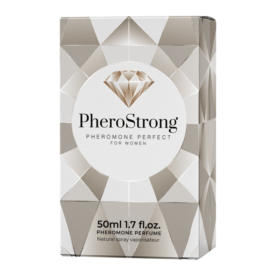 PheroStrong Pheromone Parfum Perfect for Women 50ml Verpackung Vorderansicht mit geometrischem Muster