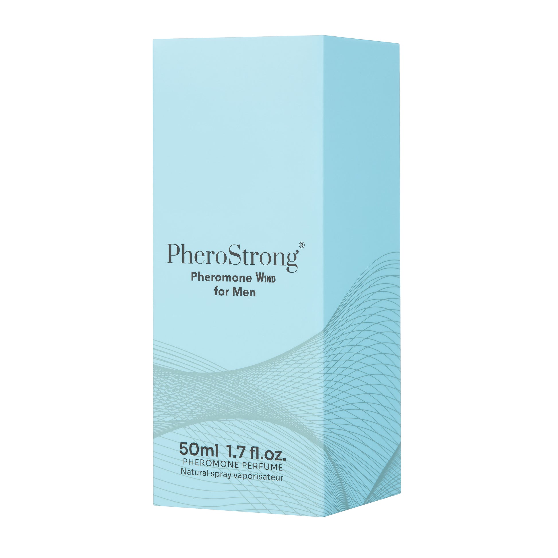 PheroStrong Wind for Men 50ml Pheromon Parfum Verpackung im klaren, modernen Design