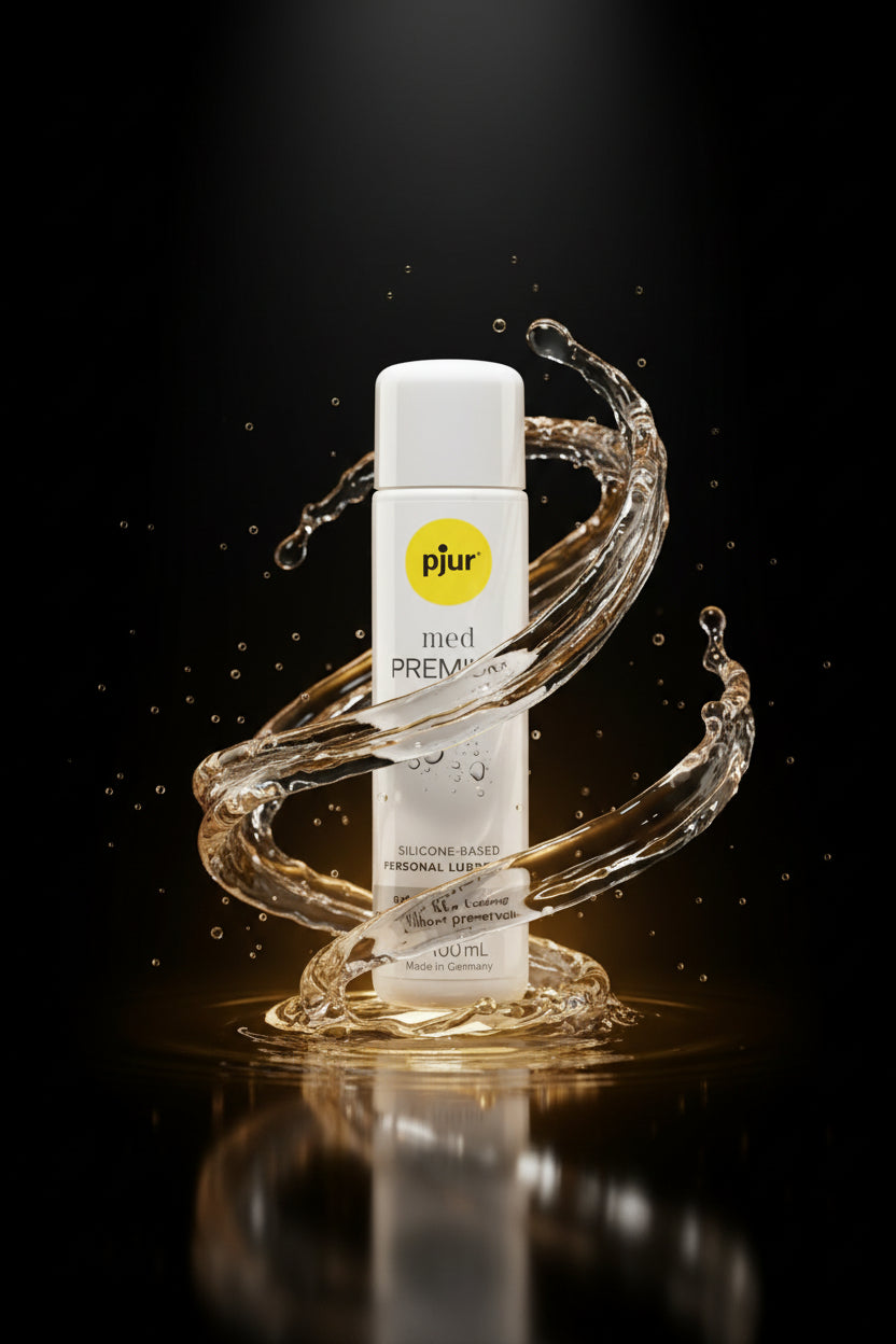 pjur med PREMIUM Silikon Gleitgel mit goldener Flüssigkeitsbewegung – langanhaltende Gleitfähigkeit für Intimate Wellness