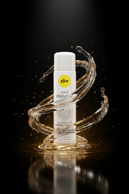 pjur med PREMIUM Silikon Gleitgel mit goldener Flüssigkeitsbewegung – langanhaltende Gleitfähigkeit für Intimate Wellness