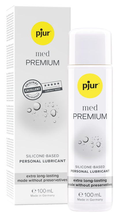 pjur med PREMIUM Silikon Gleitgel 100 ml mit Verpackung – extra langanhaltend und dermatologisch getestet