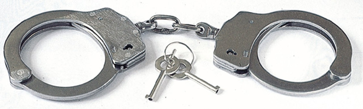 Police Standard massive Handschellen aus Stahl in Silber mit zwei Schlüsseln