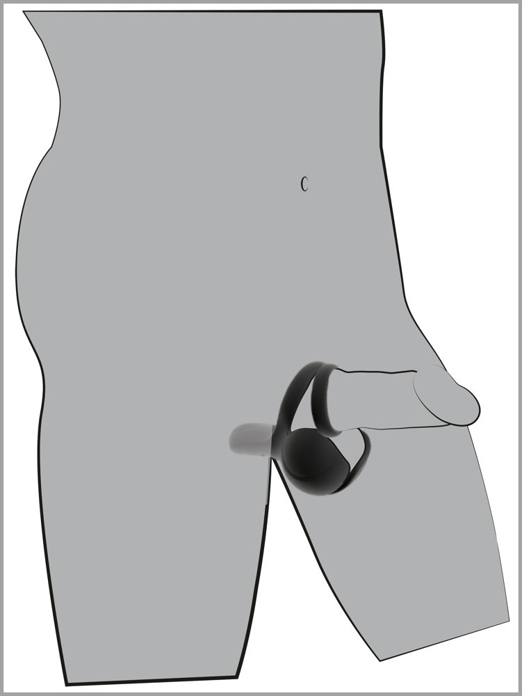 Schematische Körperansicht zur korrekten Platzierung des Rebel Ball Massagers im Intimbereich