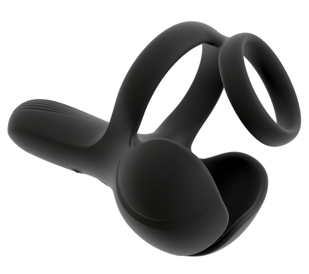 Rebel Ball Massager mit vibrierender Hodenmassage, Damm-Stimulator sowie dehnbarem Penis- und Hodenring