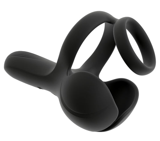 Rebel Ball Massager mit vibrierender Hodenmassage, Damm-Stimulator sowie dehnbarem Penis- und Hodenring
