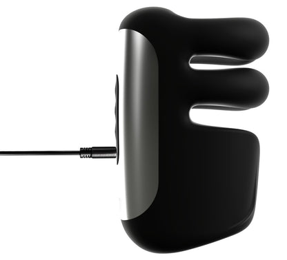 Seitenansicht des wiederaufladbaren Rebel Pulse Grip Masturbators mit Ladekabel