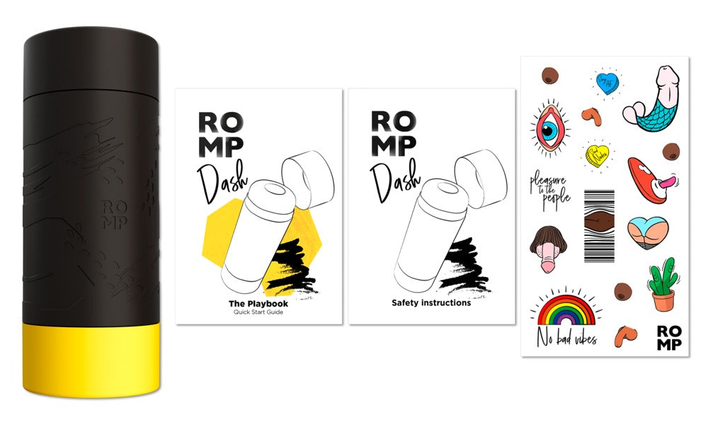 ROMP Dash Masturbator komplette Ansicht mit Zubehör