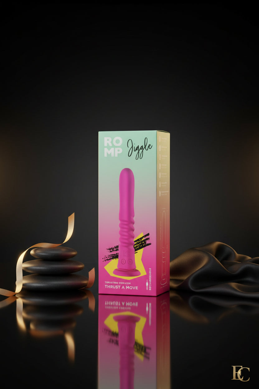 ROMP Jiggle Stoßvibrator Produktverpackung in Pink