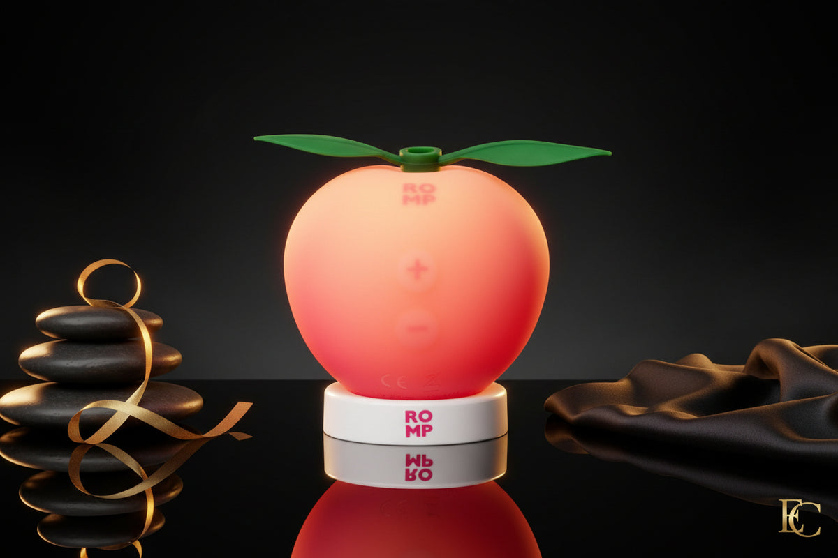 Der ROMP Pink Peach ist ein stilvoller, wasserdichter Saugvibrator.