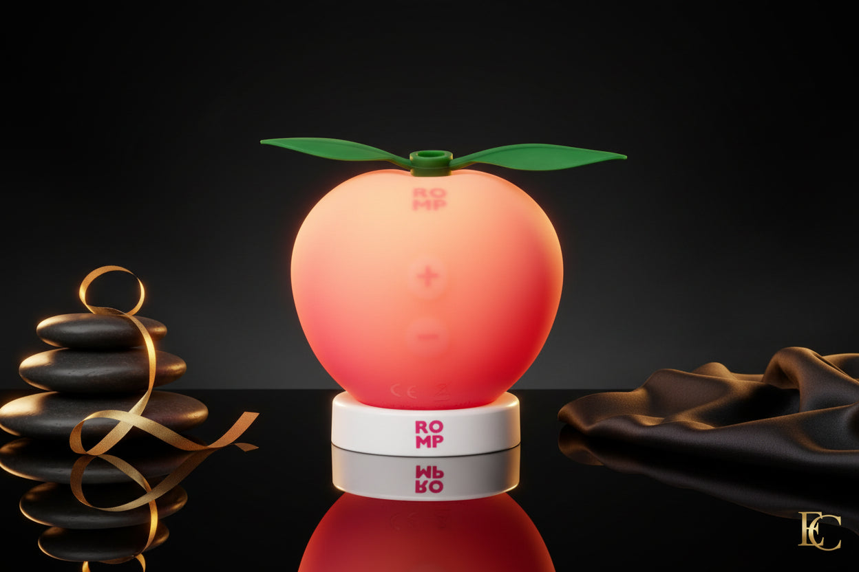 ROMP Pink Peach Pleasure Air Stimulator Frontansicht im Pfirsich Design