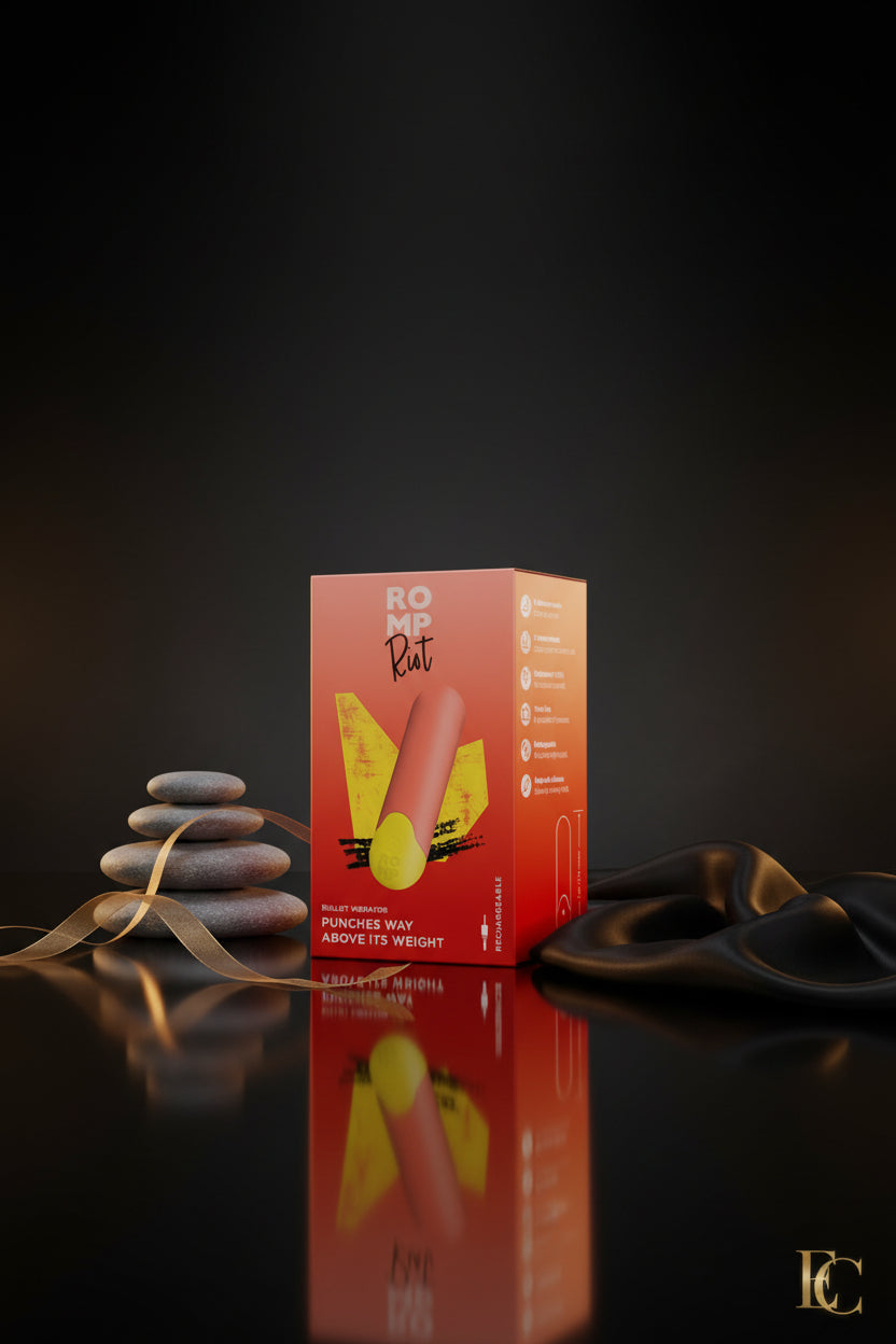 ROMP Riot Minivibrator Verpackung – modernes Design in Orange