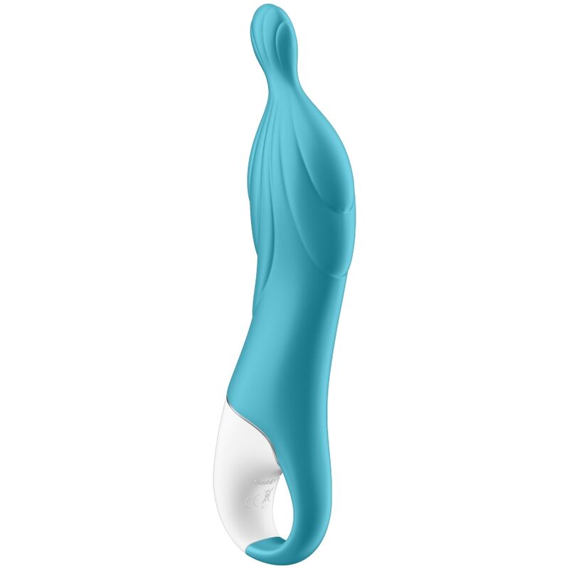 SATISFYER A-Mazing 2 A-Punkt-Vibrator in Türkis mit geschwungener Form in der Seitenansicht
