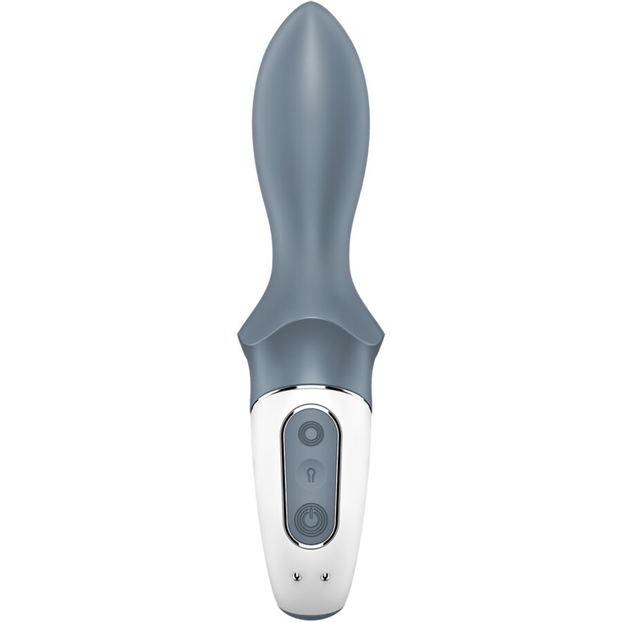 Satisfyer Air Pump Booty 1 Vibrator in Grau mit sichtbaren Bedienelementen in der Vorderansicht