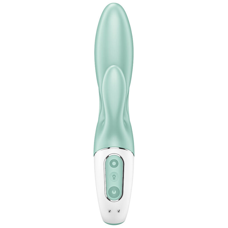 Satisfyer Air Pump Bunny 5+ Rabbit-Vibrator in Mint mit sichtbaren Bedienelementen in der Vorderansicht