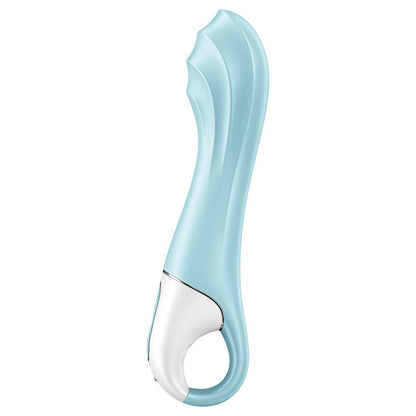 Satisfyer Air Pump Vibrator 5+ in Hellblau mit ergonomisch geschwungener Form in der Gesamtansicht