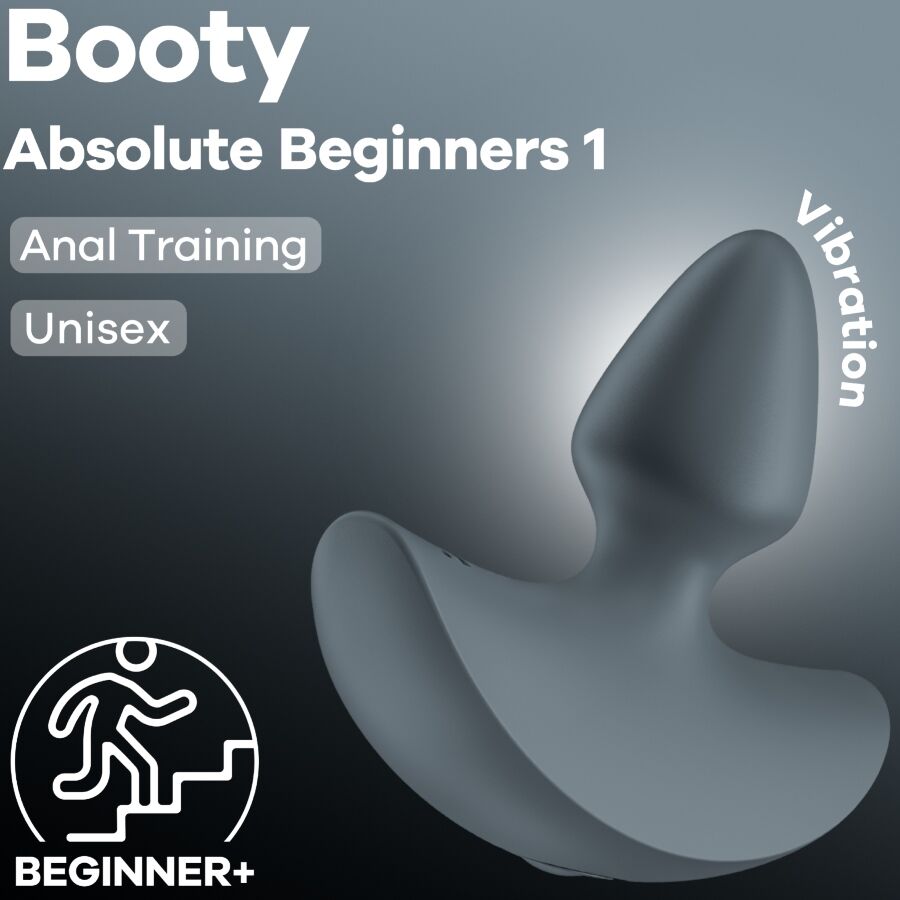 Satisfyer Booty Absolute Beginners 1 Analplug in Grau mit Produktgrafik für Einsteiger und Vibration