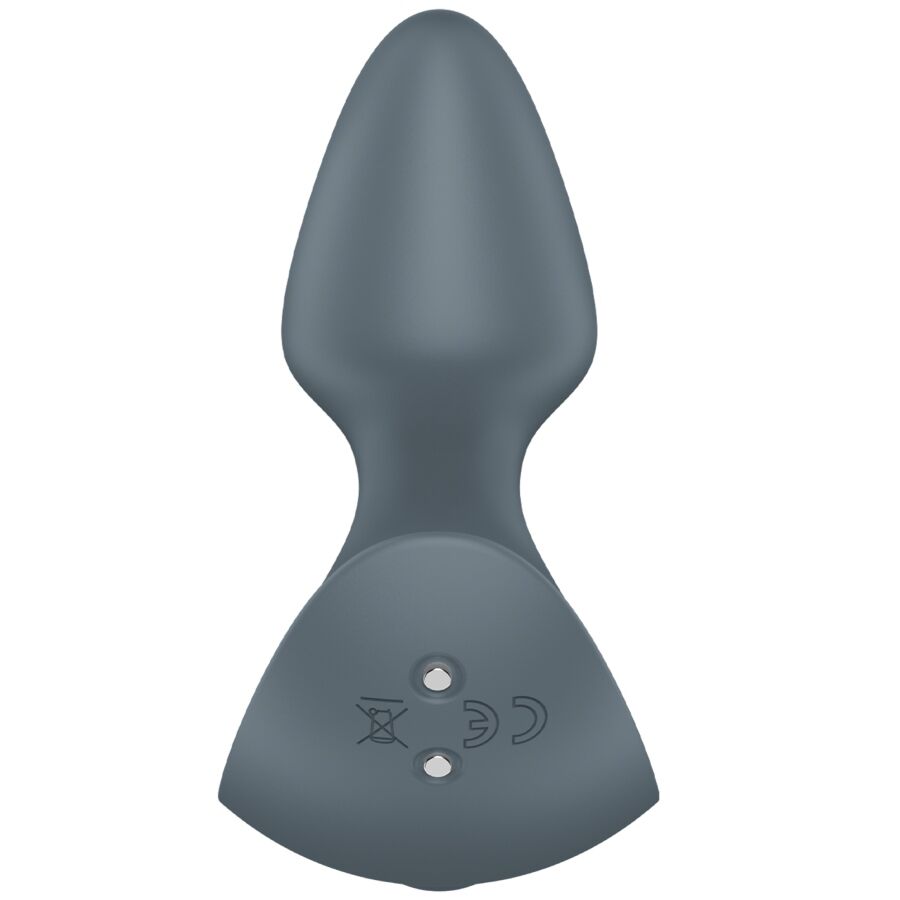 Satisfyer Booty Absolute Beginners 1 Analplug in Grau mit sichtbaren Bedienelementen in der Rückansicht
