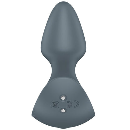 Satisfyer Booty Absolute Beginners 1 Analplug in Grau mit sichtbaren Bedienelementen in der Rückansicht