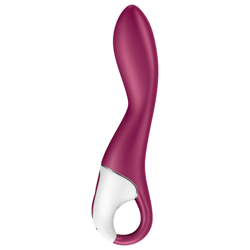 SATISFYER Heated Thrill G-Punkt-Vibrator in Bordeaux mit geschwungener Form in der Seitenansicht
