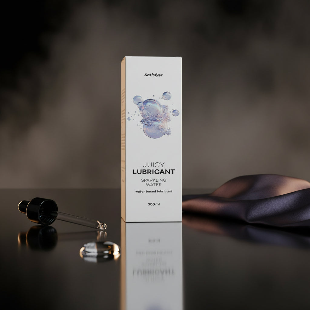 Satisfyer Juicy Lubricant Sparkling Water, ein prickelndes Gleitgel für sinnliche Momente.