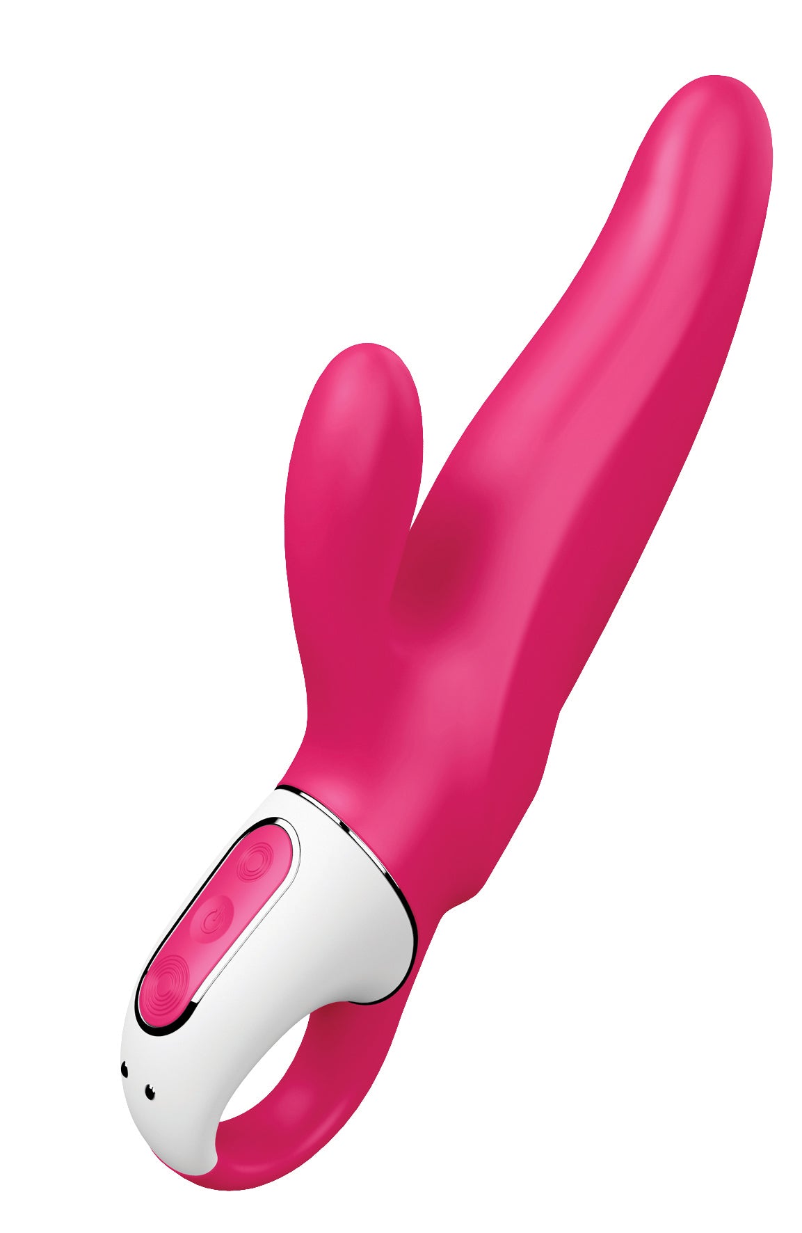 Satisfyer Mr. Rabbit Rabbit-Vibrator in Pink in Einzelansicht mit gebogenem Schaft für den G-Punkt und kleinem Klitorisstimulator