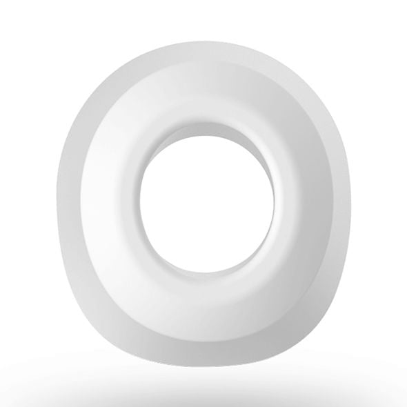 Satisfyer Number One Silikon-Ersatzaufsatz in Weiß mit runder Öffnung in der Vorderansicht