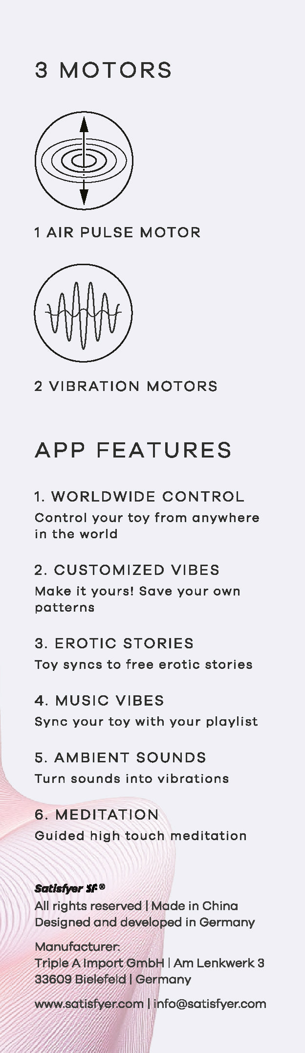 Infografik zu Funktionen des Satisfyer Pro 2 Generation 4 Amethyst