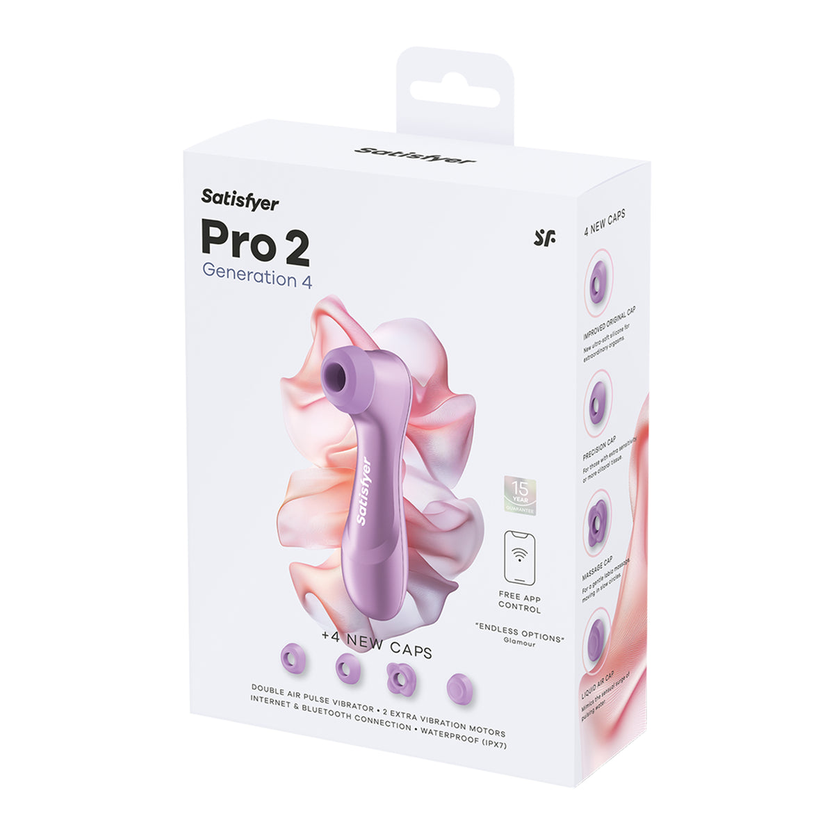 Originalverpackung des Satisfyer Pro 2 Generation 4 Amethyst in Perspektivansicht