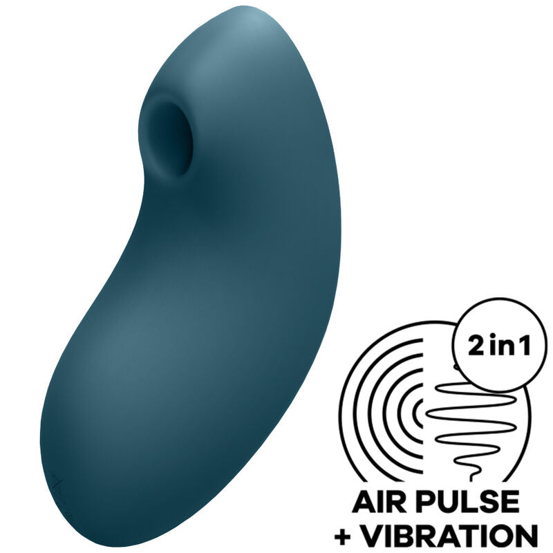 SATISFYER Vulva Lover 2 in Petrol mit Air-Pulse-Technologie und Vibration in der Gesamtansicht