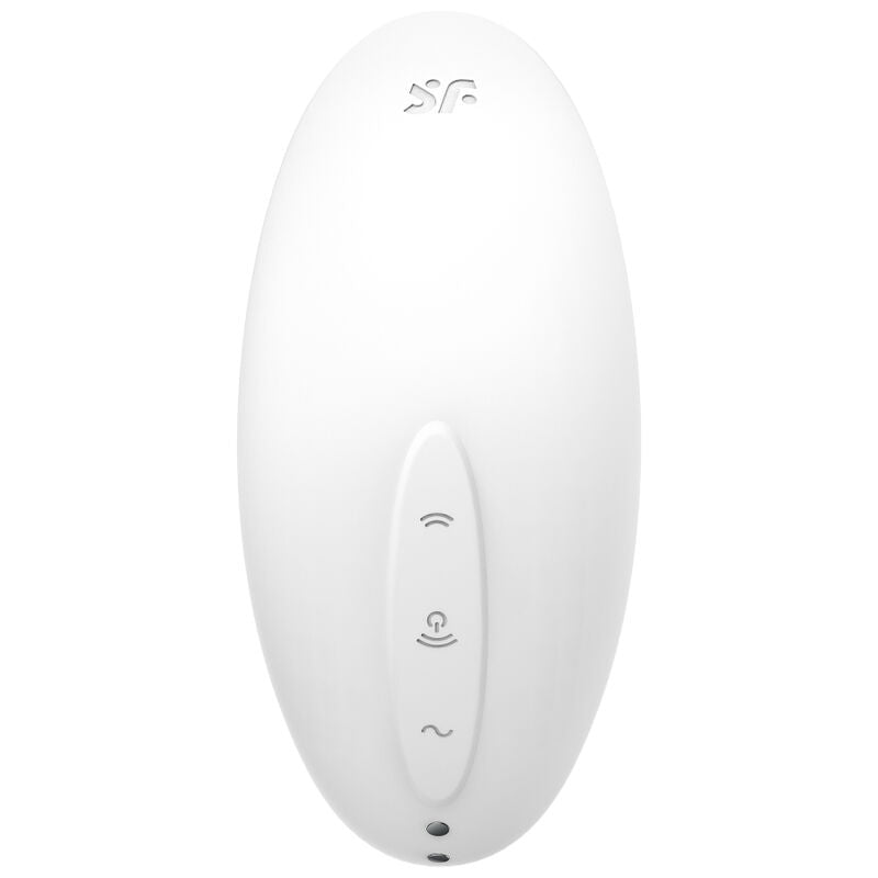 SATISFYER Vulva Lover 2 in Weiß mit sichtbaren Bedienelementen in der Vorderansicht